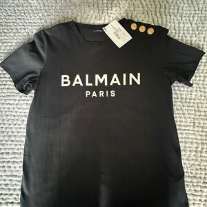 Balmain Black Top with Gold Accent